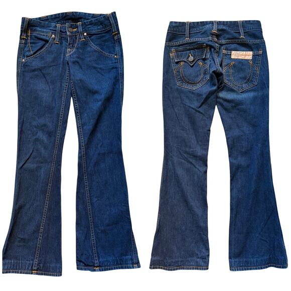 True Religion Denim - Vintage Y2K True Religion Womens Low Rise Flare Jeans Size 26 Dark Wash